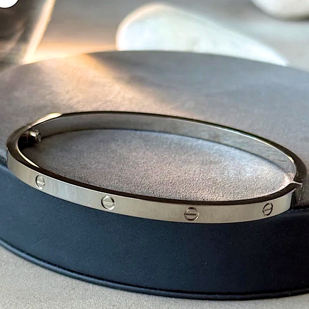 Love Screwdriver Platinum Silver Thin Version Bangle Bracelet No Stones - Picture 6 of 7